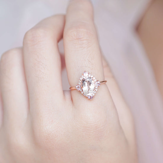 Morganite Galaxy Celestial Halo Ring - 1342MRR