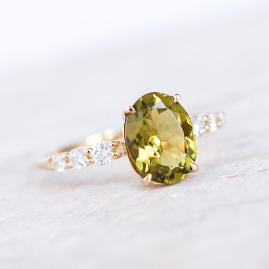 Olive Tourmaline Diamond Timeless Ring - 1441TY