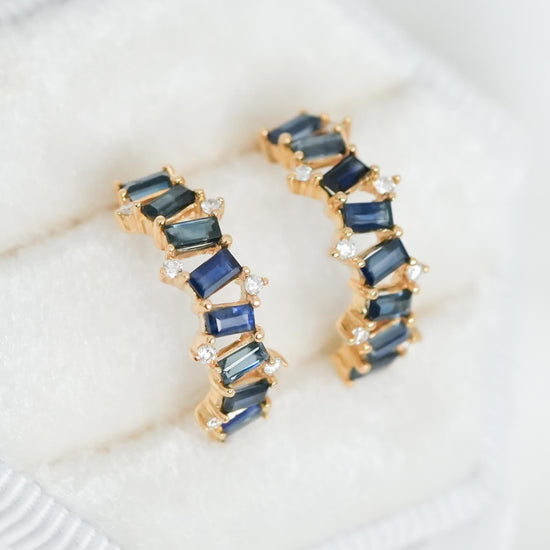 Blue Sapphire Gala Earrings in 18K Yellow Gold