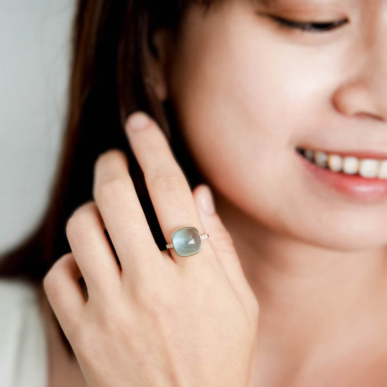 Cushion Aquamarine Radiant Ring - 1557ARY