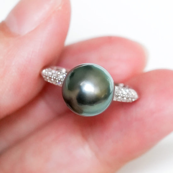 Tahitian Pearl Gemini Ring in 14K White Gold - 1577TRW