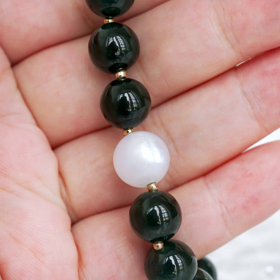 Pine Green Jade and Moonstone Bracelet B2374