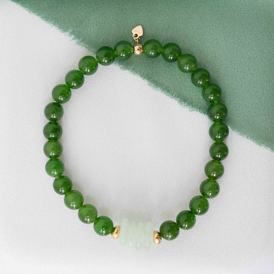 Premium Vivid Green Jade Bracelet B2514 (6mm)