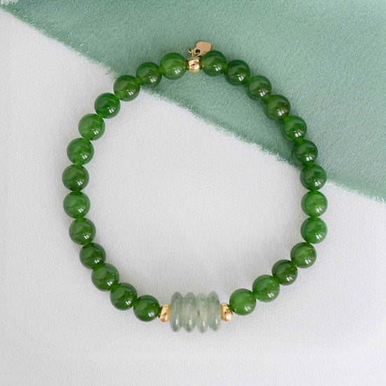 Premium Vivid Green Jade Bracelet B2515 (6mm)