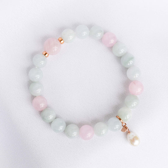 Light Lavender Jade and Rose Quartz Bracelet B2536