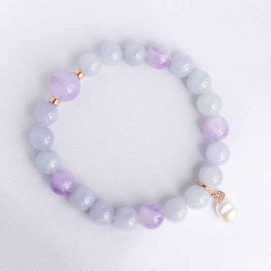 Vivid Lavender Jade and Pink Amethyst Bracelet B2538
