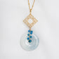 Blue Jade with Peranakan Tile and Apatite Vine Necklace - BJN9G