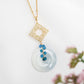 Blue Jade with Peranakan Tile and Apatite Vine Necklace - BJN9G