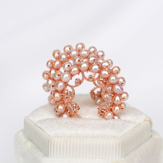 Blush Pearl Glitzy Hoop Earrings