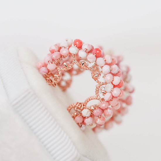 Peach Opal Encrusted Glitzy Hoop Earrings