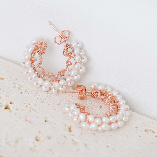 Pearl Encrusted Glitzy Hoop Earrings