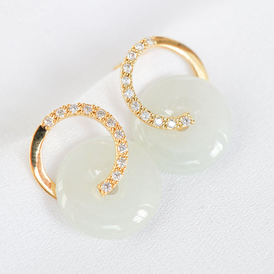 Cross Loop Jade Earrings CLG2