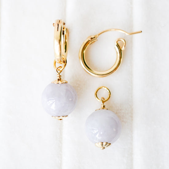 Chic Ear Hoops with Lavender Jade Beads