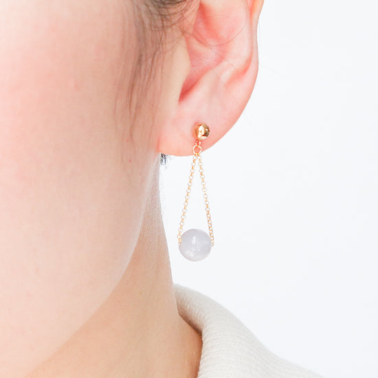Dangling Lavender Jade with Classic Ear Studs