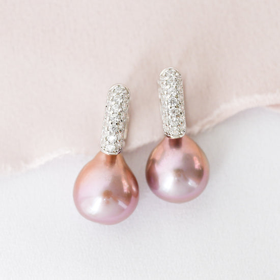 Edison Pearl Chic CZ Hoop Earrings EP14