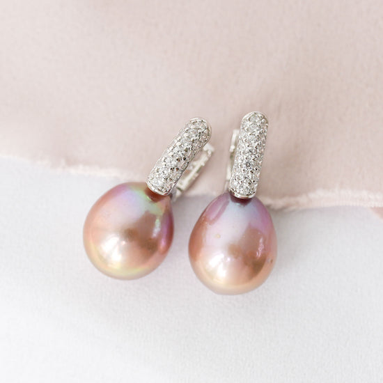 Edison Pearl Chic CZ Hoop Earrings EP15