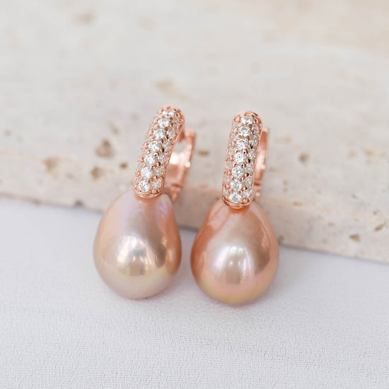 Edison Pearl Chic CZ Hoop Earrings EP18