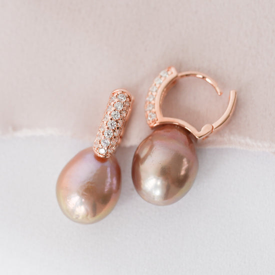 Edison Pearl Chic CZ Hoop Earrings EP19