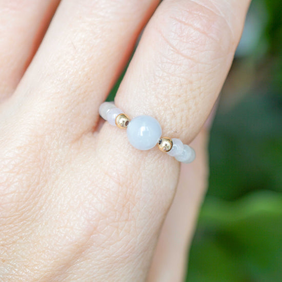 White and Lavender Accent Jade Ring