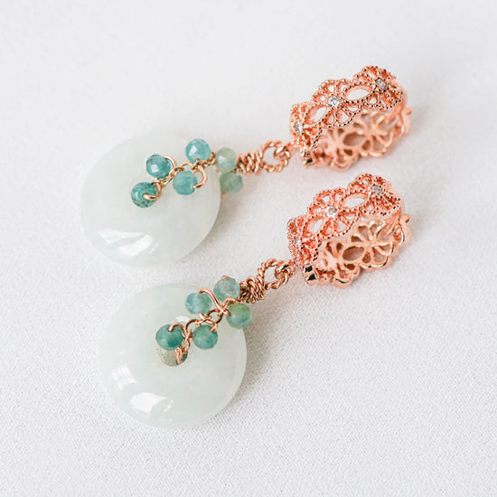 Intricate Ear Hoops and Jade with Grandiederite Vine
