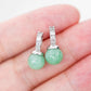 Vivid Green Jade CZ Moon Ear Studs