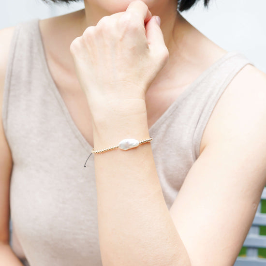 Unique Keshi Pearl Gold Bead Bracelet - GB3