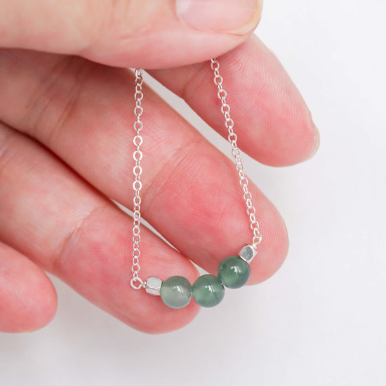 Triple Glacial Teal Jade Necklace
