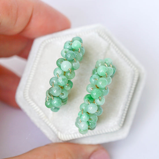 Jade Encrusted Glitzy Hoop Earrings