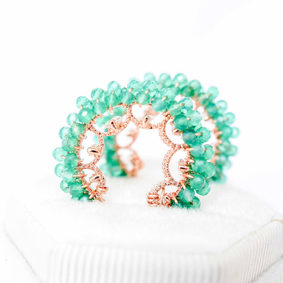 Green Onyx Encrusted Glitzy Hoop Earrings