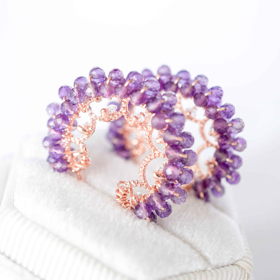 Amethyst Encrusted Glitzy Hoop Earrings
