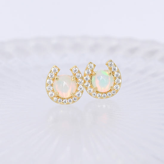 Horseshoe Opal Earrings