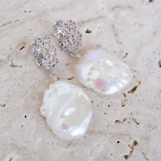 Intricate Ear Hoops with Keshi Pearls IK2