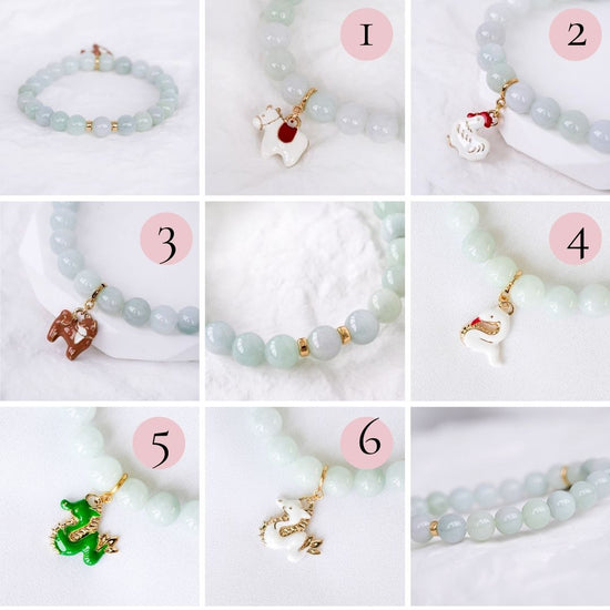 Light Jade Bracelet with Detachable Animal Charm JB252