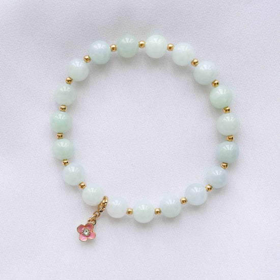 Light Jade Bracelet with Detachable Floral Charm JB251