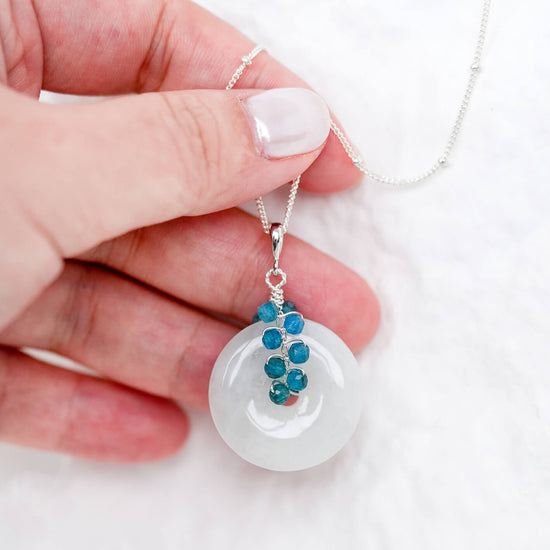 Icy Blue Jade with Apatite Vine Necklace JN251