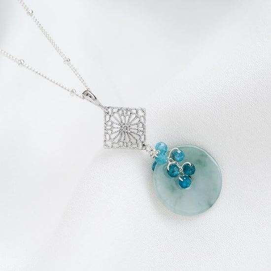 Petite Peranakan Jade and Apatite Vine Necklace - JN255