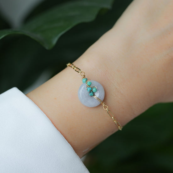 Lavender Jade Donut with Turquoise Vine Bracelet