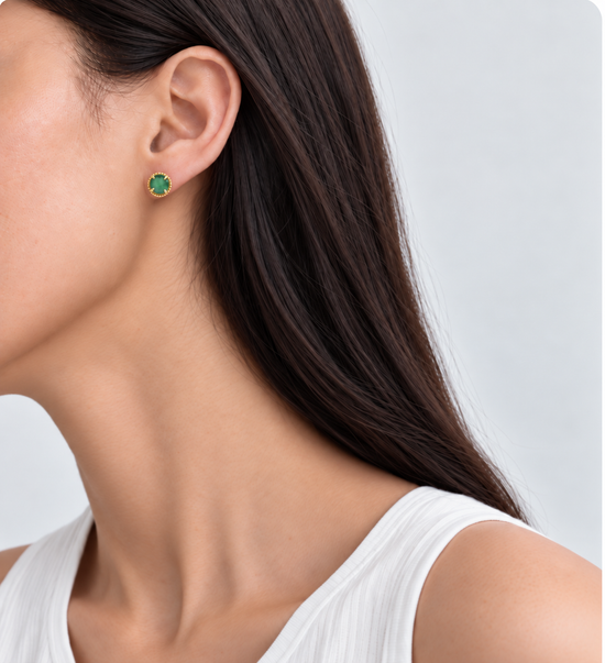 Milgrain Jade Disc Earrings