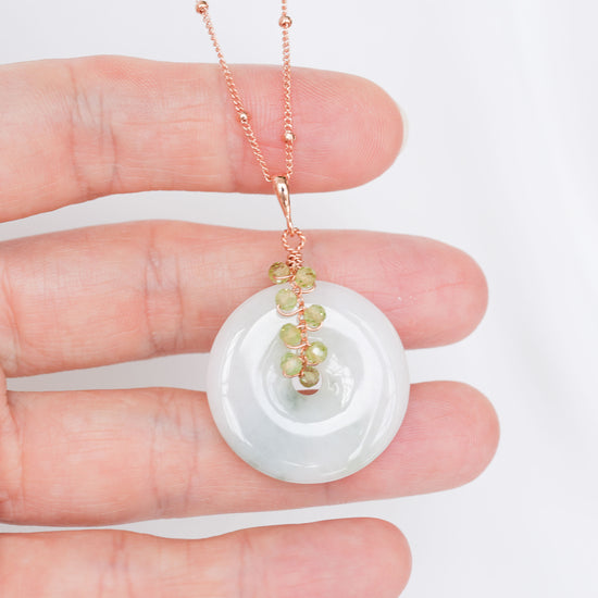 Unique Jade with Peridot Vine Necklace N2503