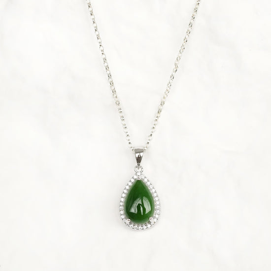 Jade Halo Dewdrop Necklace