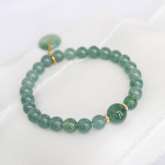 Glacial Teal Jade Bracelet P2 - 14K Gold