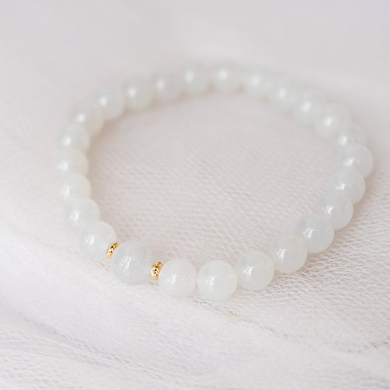 Translucent Snow Jade Bracelet P3 - 14K Gold