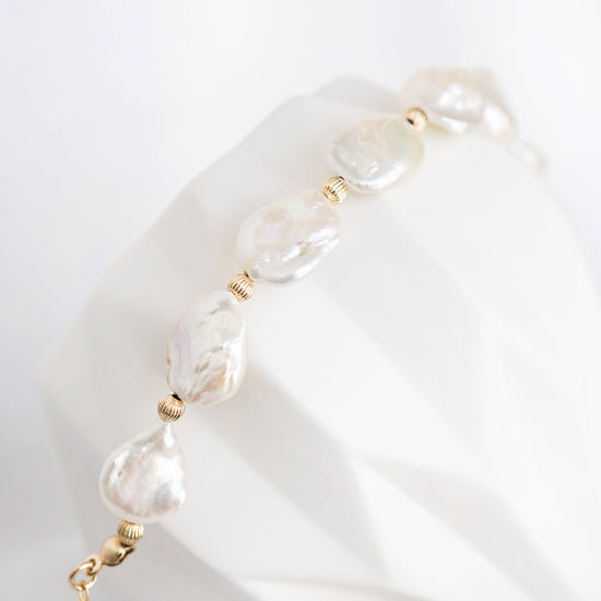 Keshi Pearl and Gold Bead Bracelet