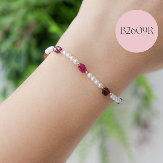 Pearl and Tourmaline Pebble Bracelet