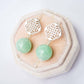 Peranakan Ear Studs with Green Jade