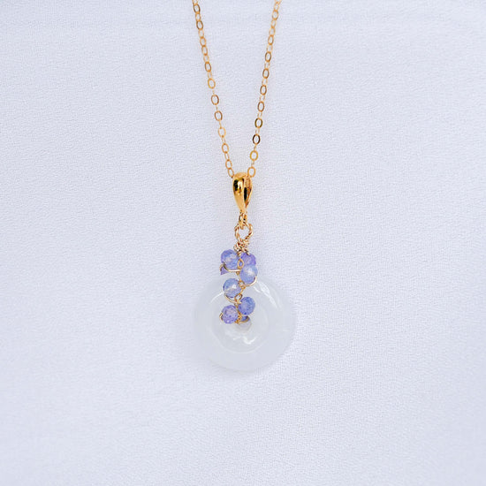 Petite White Jade with Tanzanite Vine Necklace