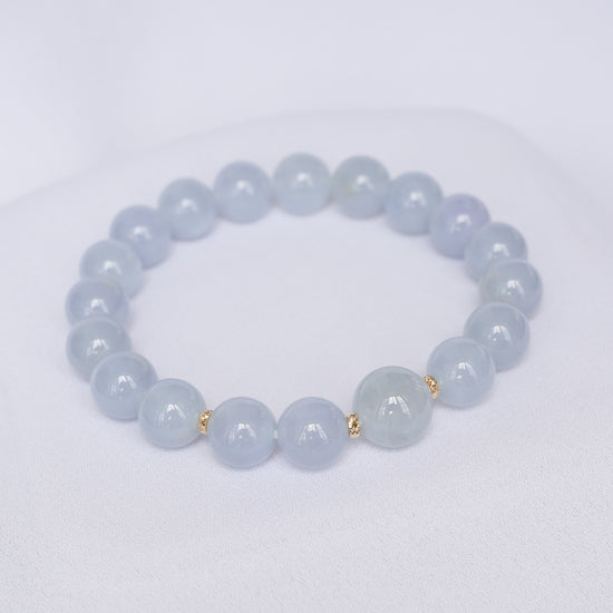 Translucent Lavender Jade Bracelet P3 - 14K Gold