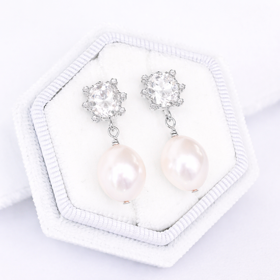 Princess Halo Earrings with Pearls