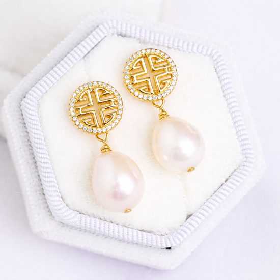 Prosperity Earrings with Pearls