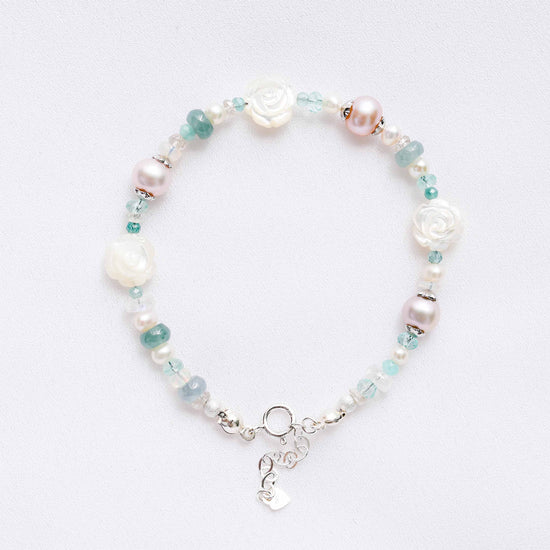 Rose Mother-of-Pearl and Teal Jade Bracelet